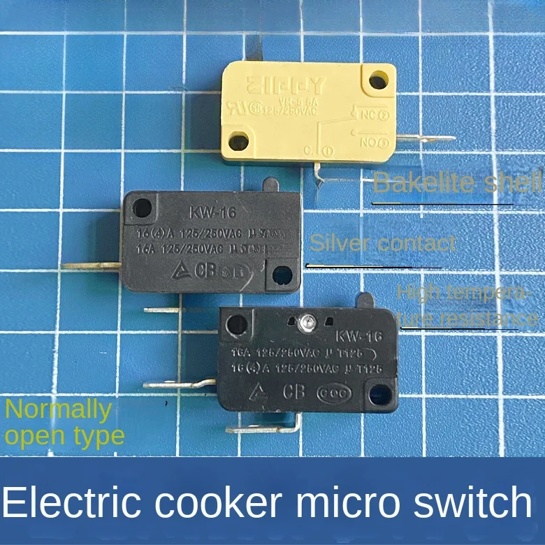 Micro switch: 2-pin travel switch, limit small bit, rice cooker, pot contact, curved foot, straight handle, normally open