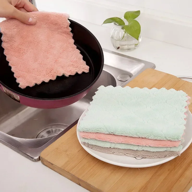 5/10 microfiber towels absorbent kitchen cleaning cloth non-stick oil dish towel dishcloth tableware household cleaning towel