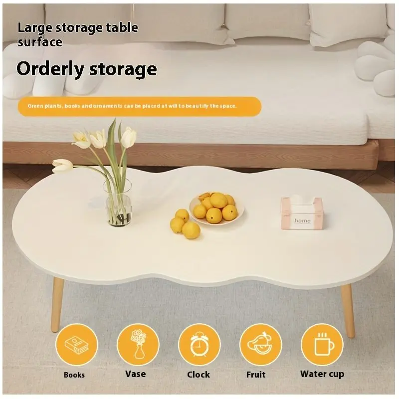 Modern Oval Coffee Table – Unique Peanut-Shaped Hardwood Design, Sturdy & Lightweight Living Room Center Table, Portable Sofa Side Table for Home or Café Use, Smooth Finish, Easy to Move, Space-Saving Shape, Versatile Indoor Decor Piece