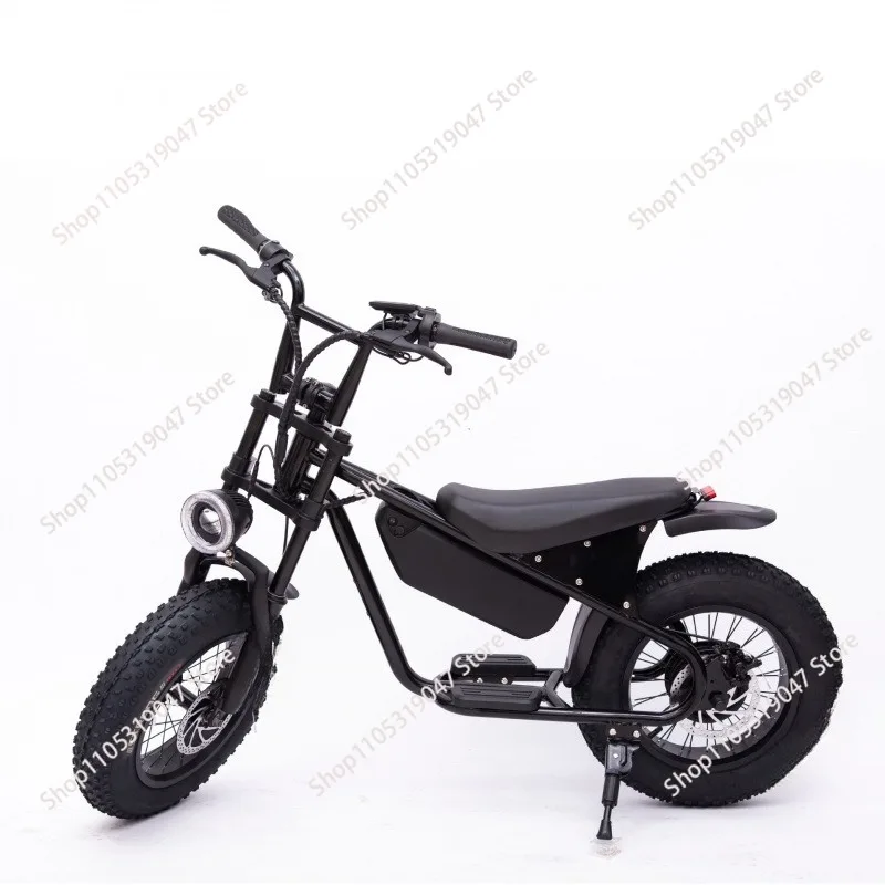 Vehículo eléctrico de 48V 10.4ah 350W con neumáticos anchos de 16 pulgadas para nieve y playa, bicicleta eléctrica para adultos para desplazamientos urbanos con amortiguación.