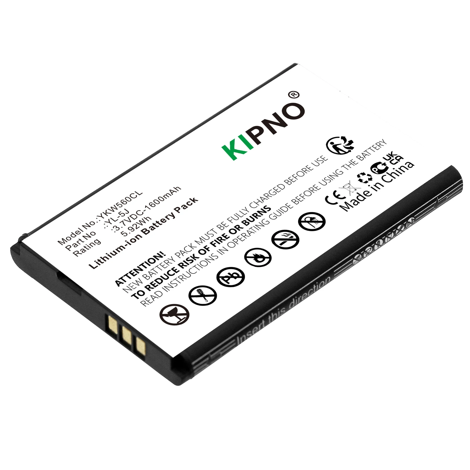 

Cordless Phone Battery 3.7V/1600mAh YL-5J, W56-BATT for Yealink W56H, W56h/p, One Talk IP DECT, W56P, W60P