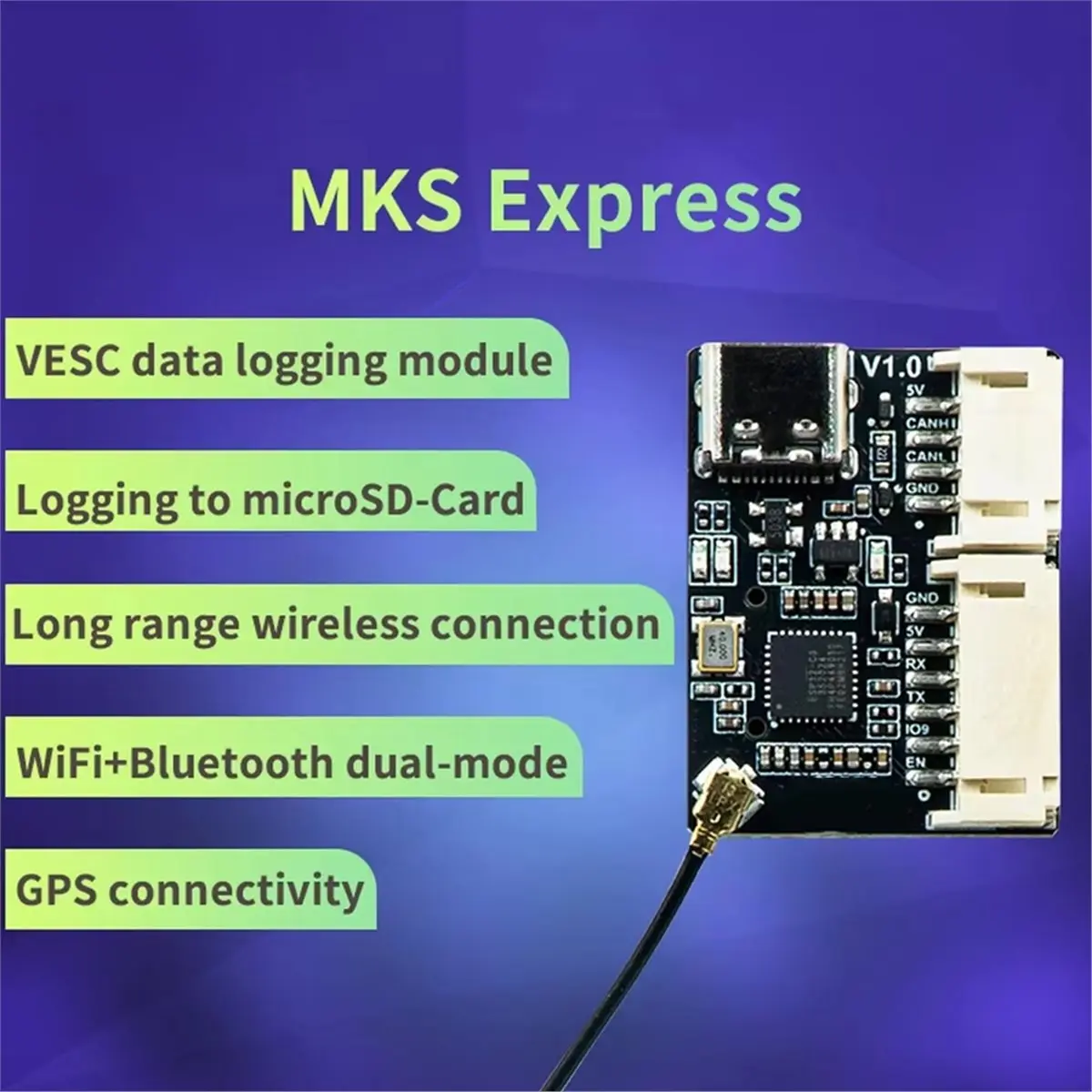 A85P For Makerbase VESC EXPRESS Supports WIFI+Bluetooth SD Card Logging ESP32 Module GPS Positioning