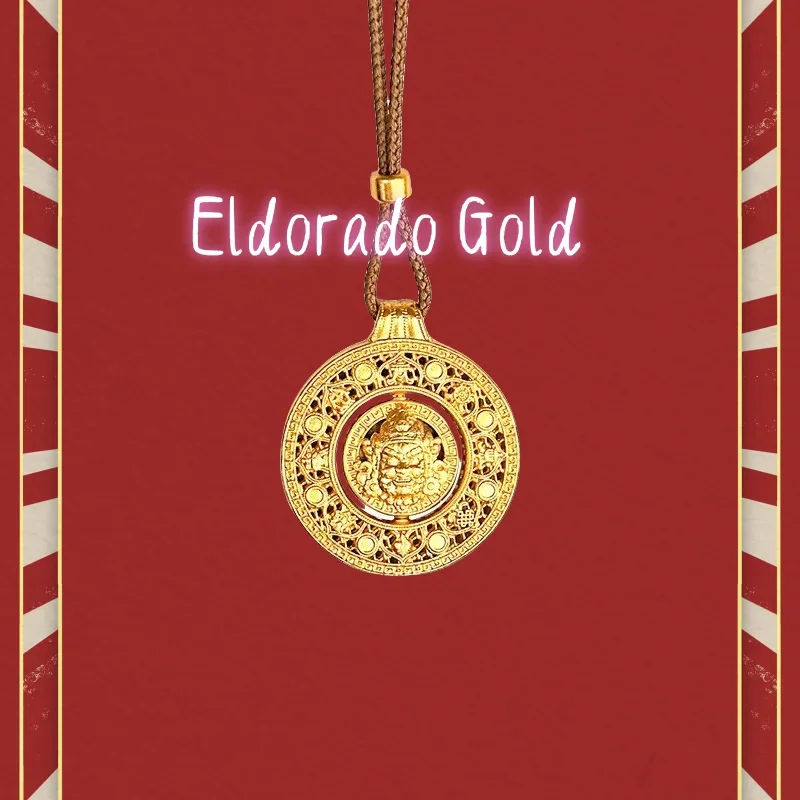 

True Gold 999 Design Sense, God of Wealth Rotating Eight Treasures Compass, Sand gold pendant necklace for coupleValentine's Da