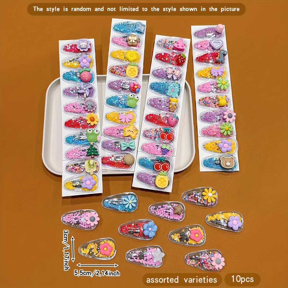4/8 Pieces of Adorable Children’s Glitter Side Clips. Suitable for Braided Hairstyles and Design-Inspired Hairpin Sets.