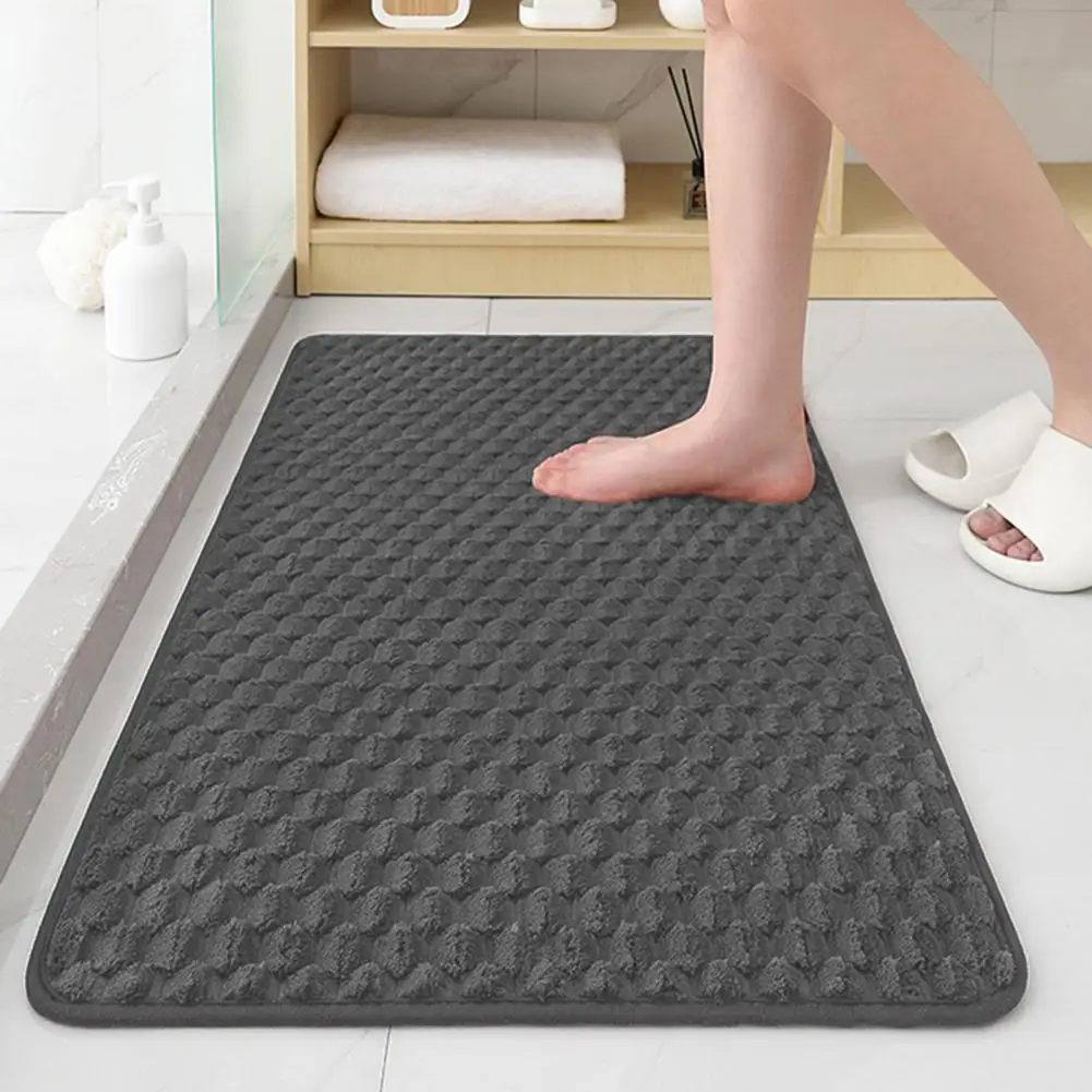 Quick-drying Bath Rug High Density Anti-slip Bathroom Floor Mat with Quick Absorbent Quick-drying Solid Color 3d Texture Bedroom