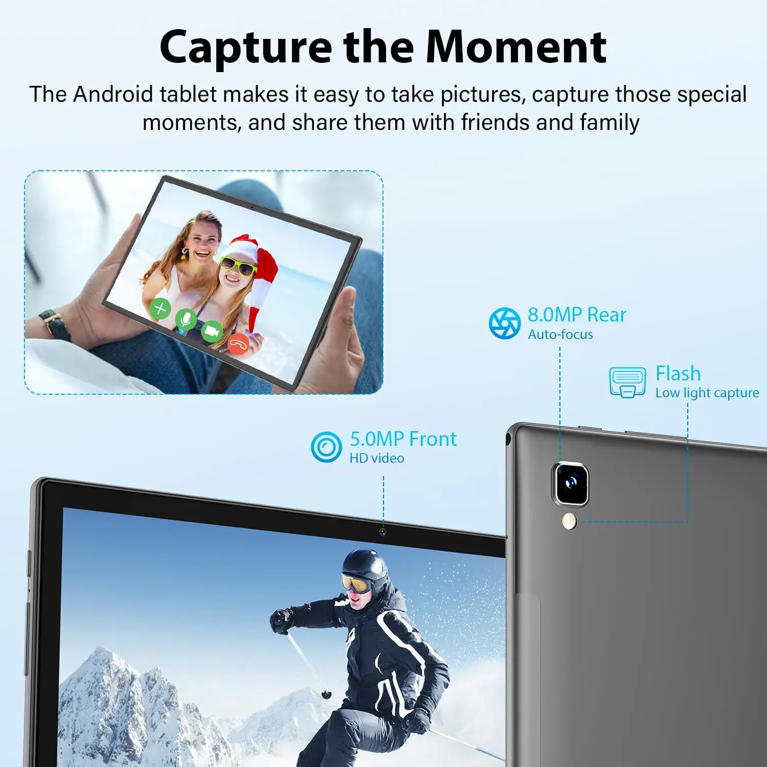 Relndoo 10.1 Inch Tablet Android 14, 8GB(4+4 Expanded) RAM 64GB ROM, 5G WIFI,1280*800 IPS Screen, Dual Camera, BT 5.0, Type C