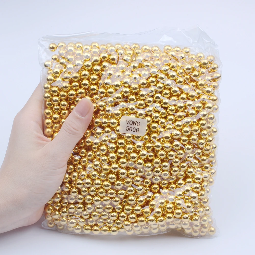 

Hot Sale Resin No Hole Round Pearls 3 4 5 6 8 10 12mm 500g Gold Craft Art Garment Beads DIY Clothing Jewelry Decorations