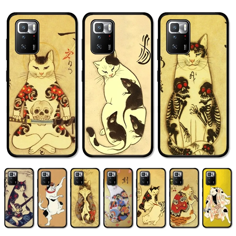 Vintage Japanese samurai cat tattoo cat Phone Case For Redmi Note 4 X 5 A 6 7 8 Pro T 9 Pro 9S 10 Pro 11 Pro 11S11Epro PocoM3pro