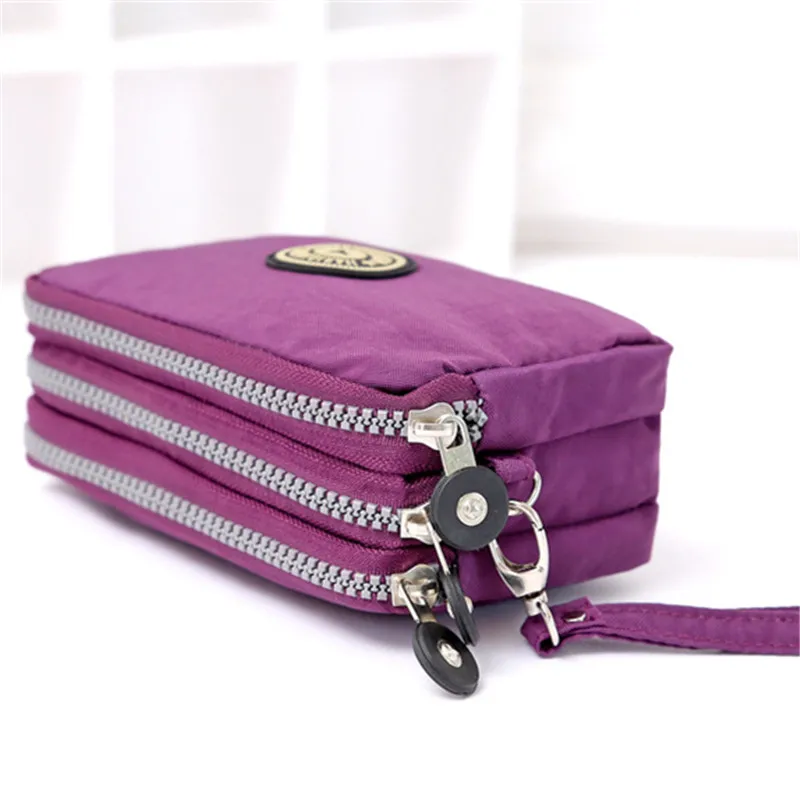 Fashion Zipper Wallet, Women's Casual Waterproof Clutch Bag Versatile Nylon Phone Bag with Wristlet