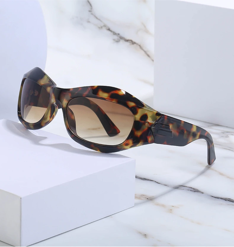 Übergroße Y2K Punk Sonnenbrille für Damen und Herren Neue 2000er Vintage Trend Steampunk Sonnenbrillen Sport-Schildbrille UV400-Schutz – Detail 8