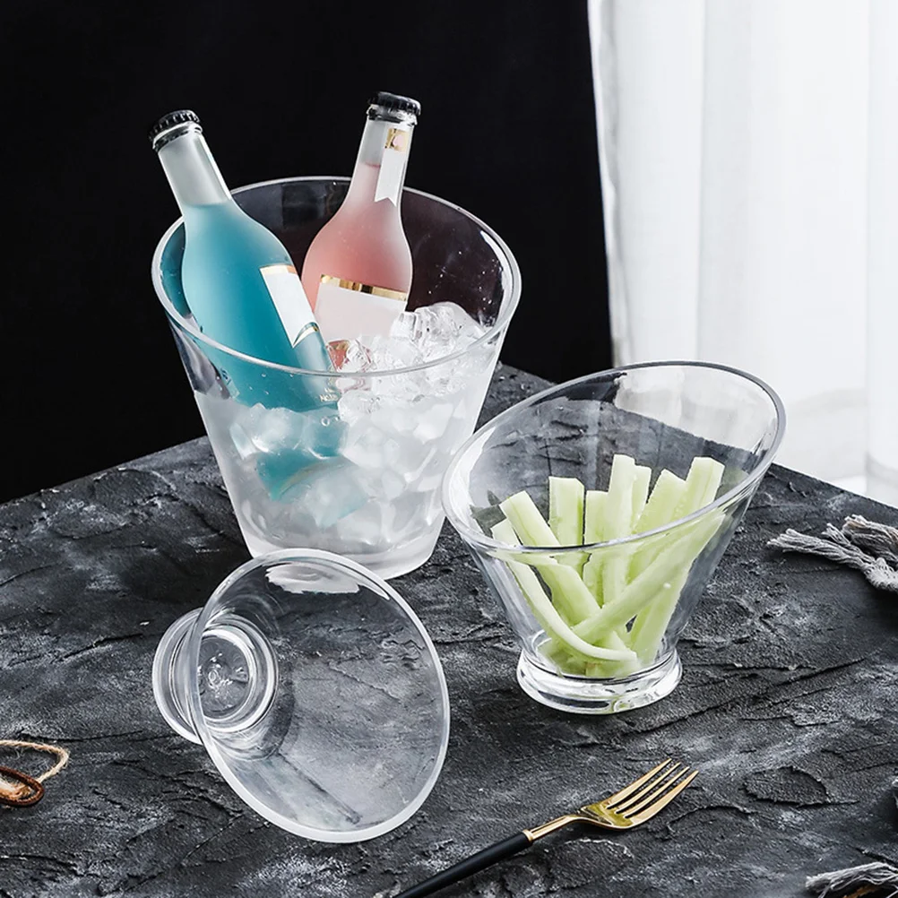 

Acrylic Slant Bowl 15cm Clear Transparent Salad Dessert Container Modern Eye Catching Design for Snacks Treats