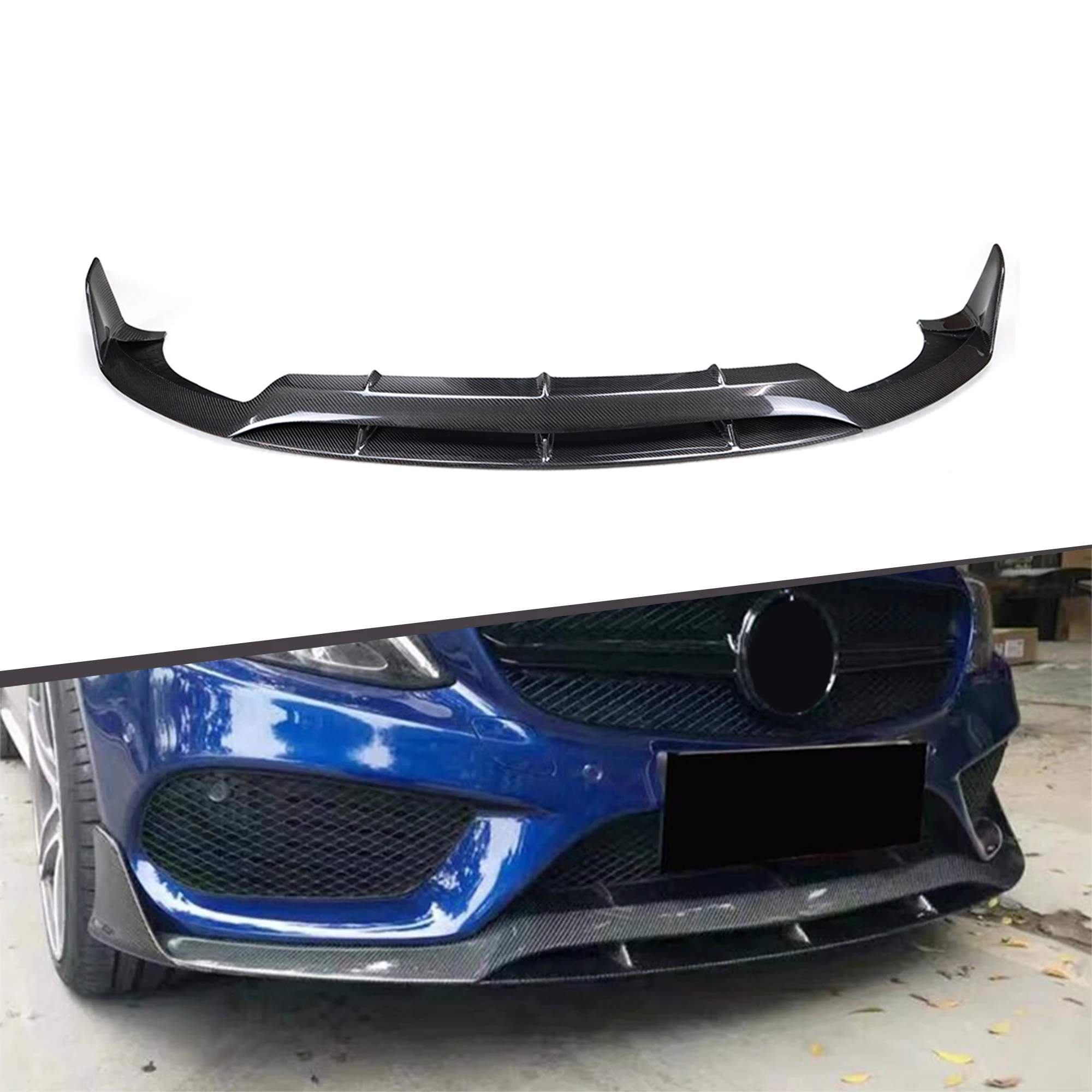 

Modification BB Style Carbon Fiber Front Bumper Lip for Mercedes Benz C-Class W205 C63 2014-2021 Car Styling Accessories
