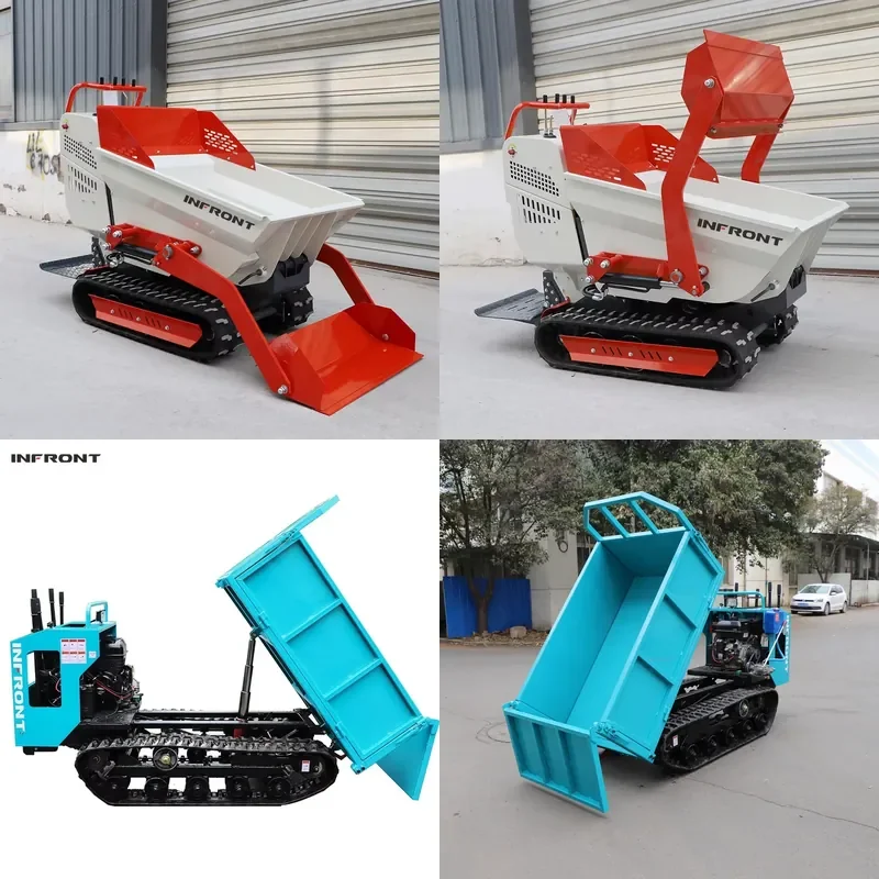 Full Hydraulic Loading 500kgs 1ton Electric Start Crawler Utility Mini Tracked Dumper Truck for Sale