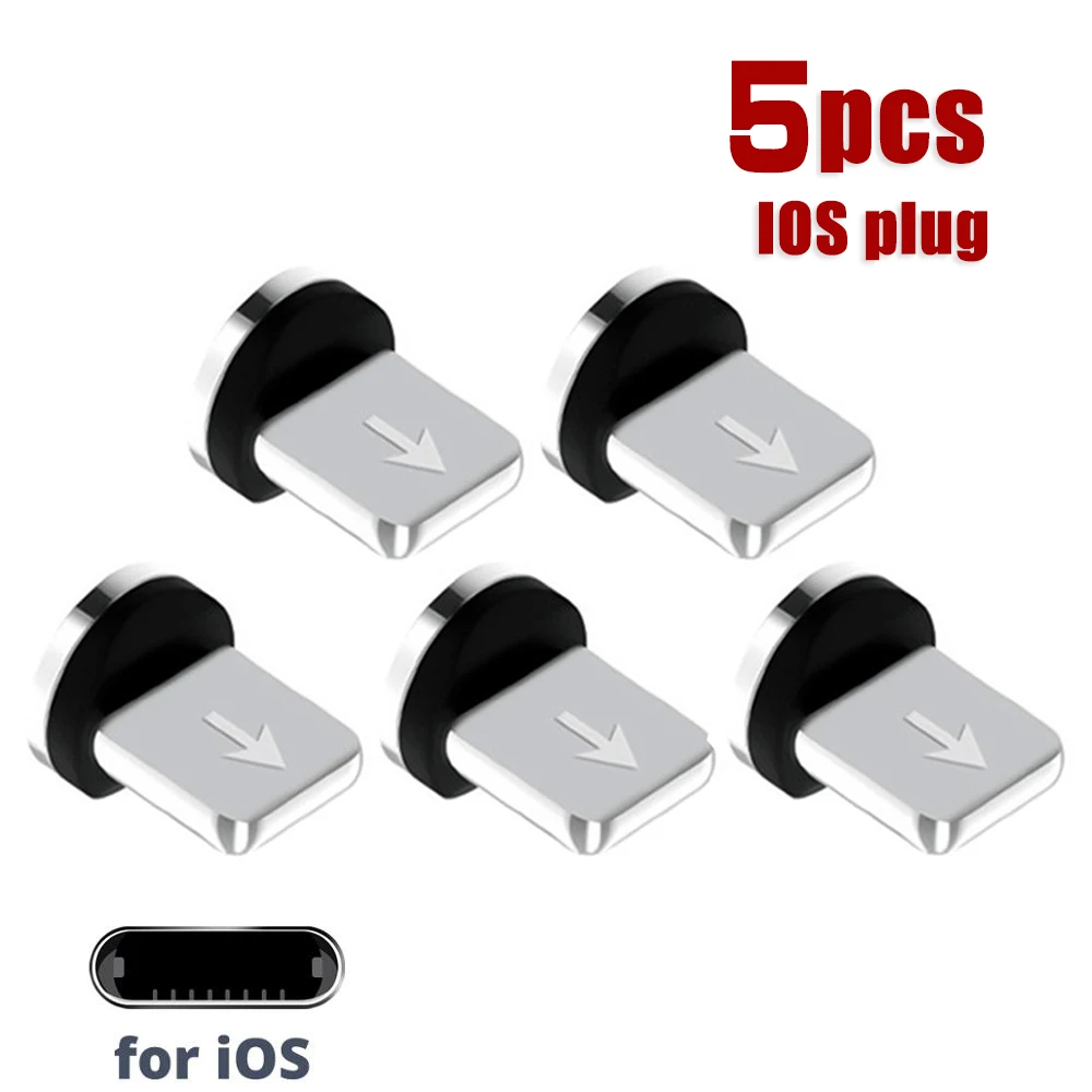 5 Pcs 360 Rotation Magnetic Tips For Mobile Phone Charge Replacement Parts To Use Durable Converter Charging Cable Adapter