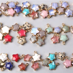 5PCS Natural Faceted Stone Pendants Beads Cute Star Shape Charms for DIY Jewelry Making Necklace Earrings Accessory Wholesale