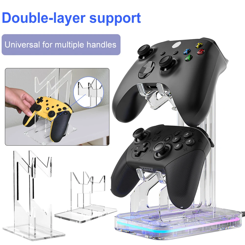 Dual Game Controller Holder For PS4/PS3/Xbox Acrylic Holder Gamepad Joystick Mount Universal Bracket Headset Stand Accessories