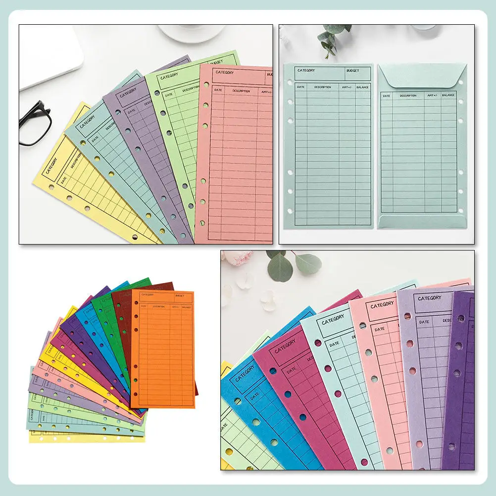 

12Pcs Colorful Blinder Budget Sheet Covers Portable Cash Organizer Money Tracking Sheets for Home Office School