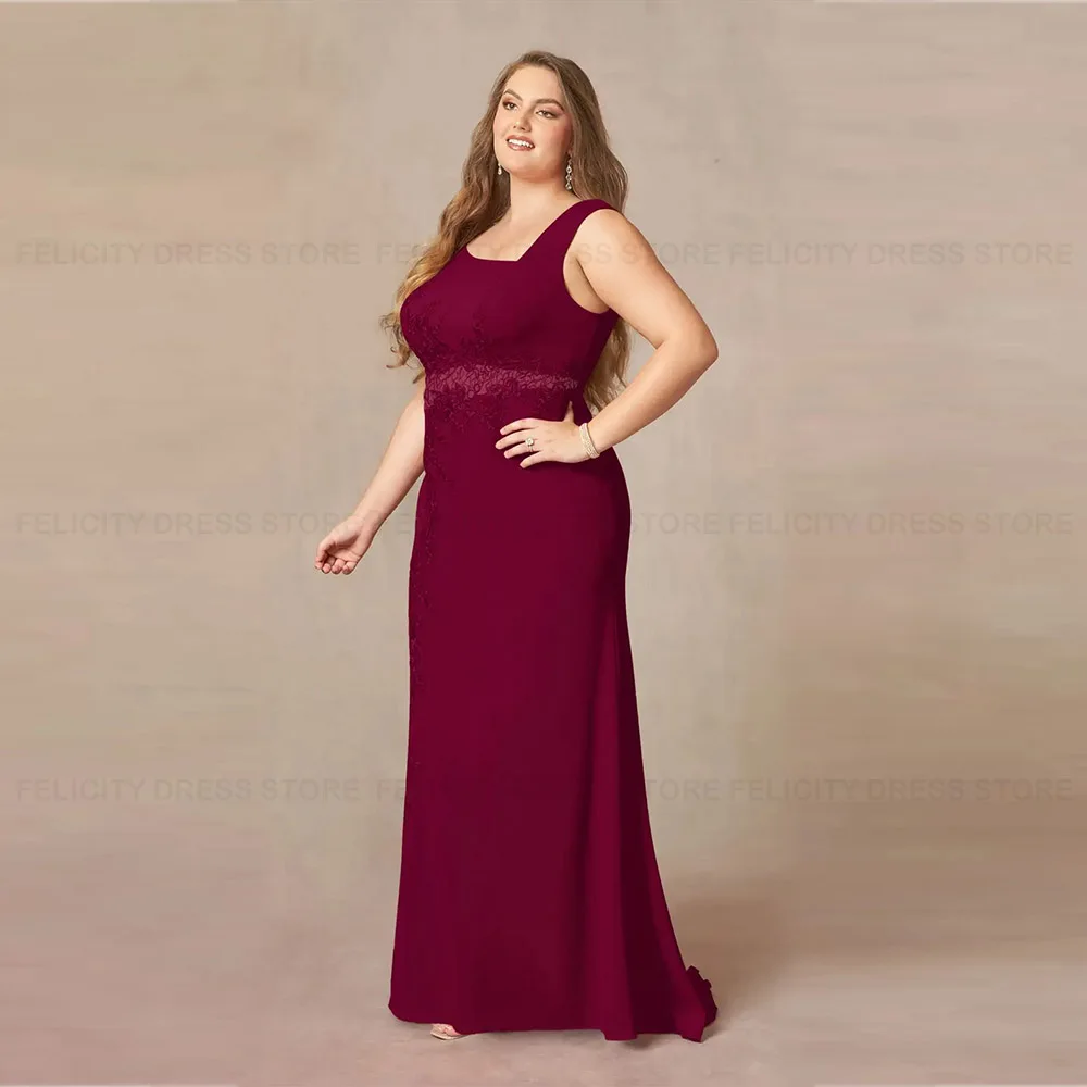 Elegante Plus Size Moeder Van De Bruid Jurken 2023 Zeemeermin Mouwloze Bruiloft Feest Gast Jurk Kant Appliques Vestidos De Gala