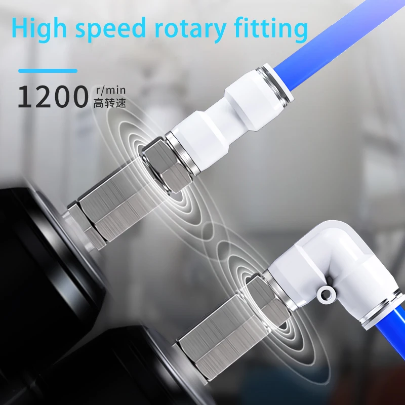 360° Rotary Connectors Pneumatic Air Fitting Swivel Joint High Speed Rotation 6/8/10/12mm MaleThread M5 1/4 1/2 Quick Coupling