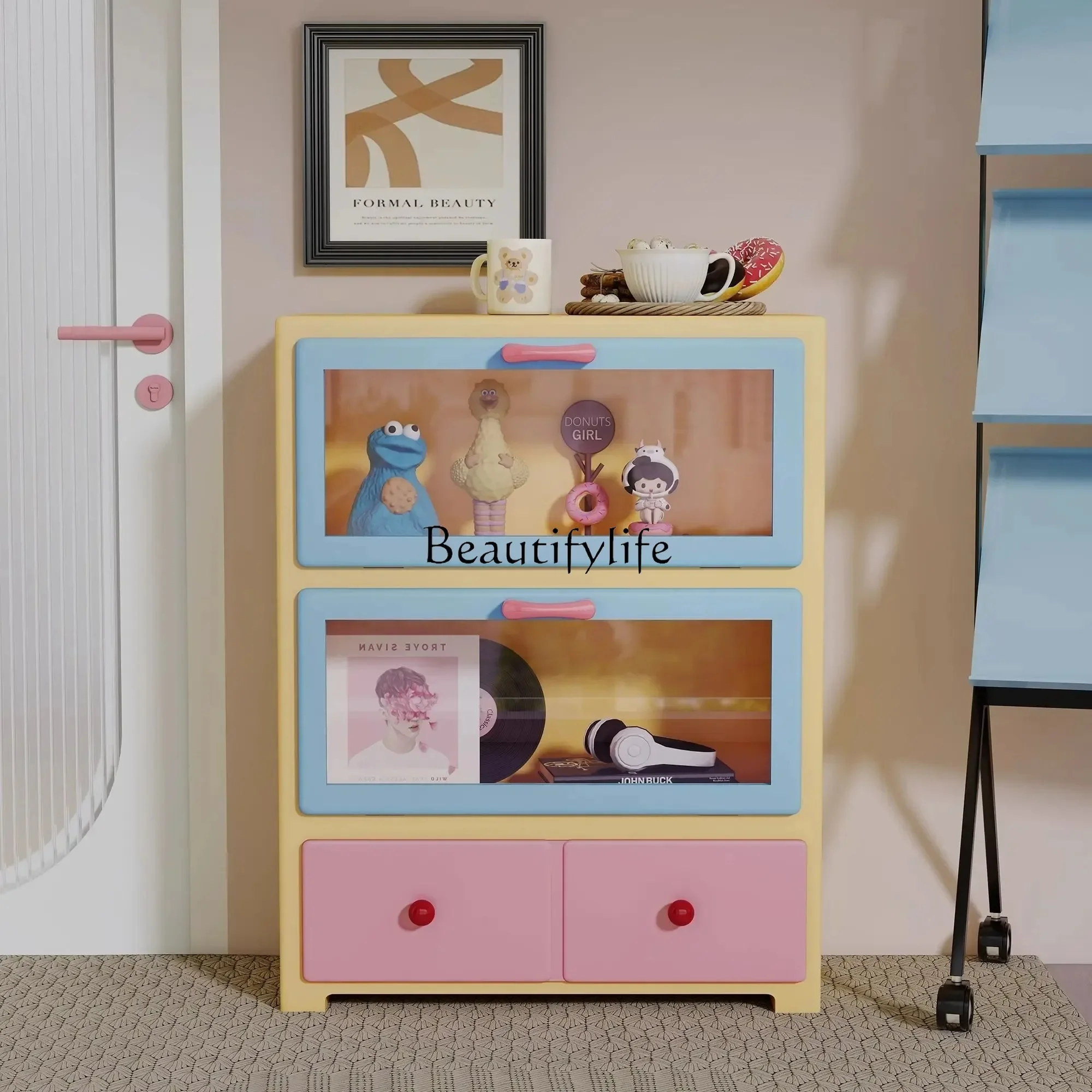 88.Dopamine Ins الوردي اليد مكتب خزانة تخزين غرفة المعيشة خزانة عرض حديثة الجانب خزانة #3