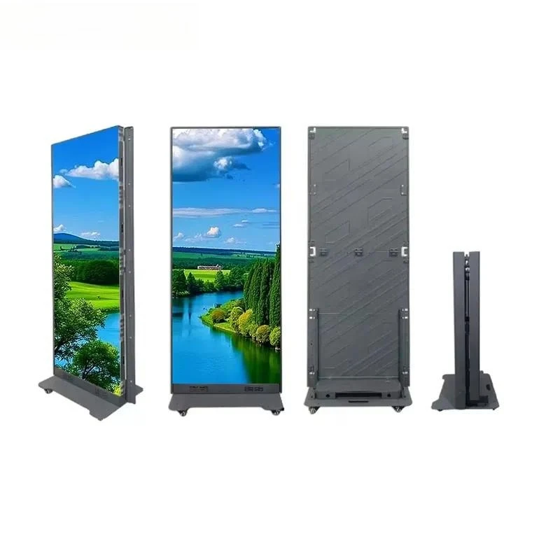 Waterproof IP65 Indoor Outdoor Foldable LED Poster Screen Floor-Standing Full-Color 1080P HDR Video Wall Portable Display 1