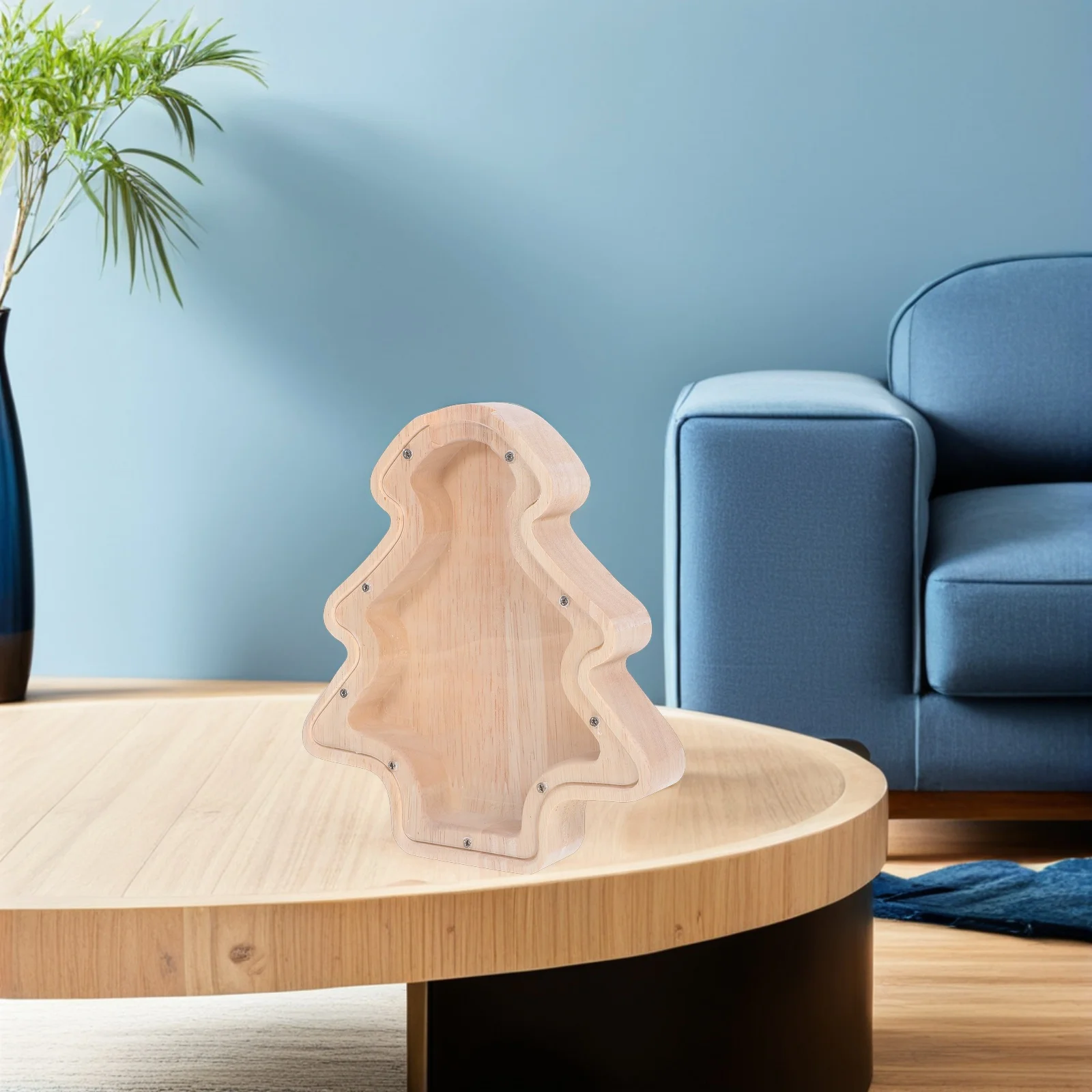 2 pçs de madeira árvore de natal moeda banco criativo crianças caixa de dinheiro poupança frasco inquebrável titular de dinheiro para caixa de poupança de férias