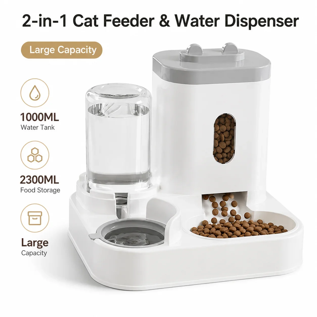 Automatischer Hunde- und Katzenfutterautomat mit Wasserspender, 2-in-1 Futter- und Wasserstation für Welpen und Kätzchen