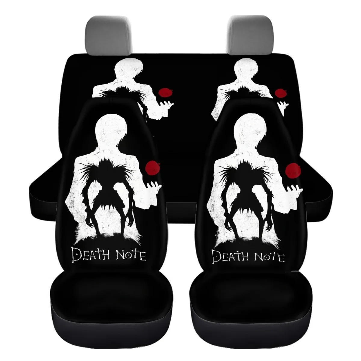 7Pcs Car Seat Covers Death Note Ryuk Print Full Set for Women Men Hot Anime Car Accessories Steering Wheel Cover Seat Belt Cover