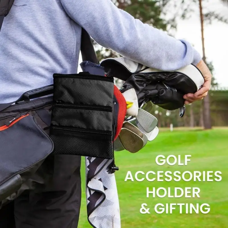 

Pack Of 3 Long permanent Nylon Golf Ball Bags Having Triple Level Design For Easy Storage And Portability K1YF
