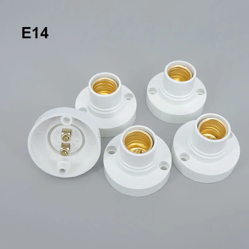 5Pcs E14 Light Bulb lamp power Socket Holder Base Fitting Screw Cap LED Light White Lamp Fixing Adapter Converter AC 100-230V c1