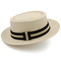 Lager Size Adjustable US 7 1/2-7 5/8 UK L-XL Men Women Straw Pork Pie Hats Summer Sunhat Boater Cap Sailor Sombrero Beach Fedora