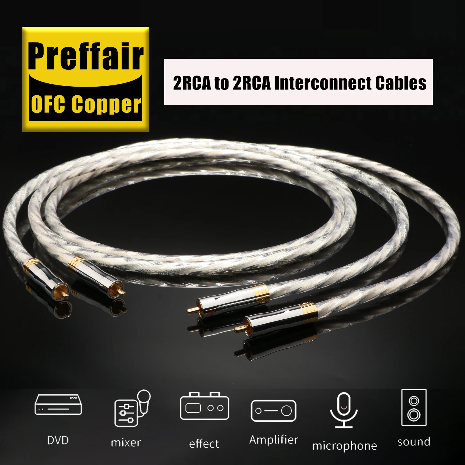 Preffair 1 Paar X413 XLR/RCA symmetrisches/verbindendes Audiokabel für Verstärker und CD-Player, 5N OFC versilberter Leiter – Detail 6