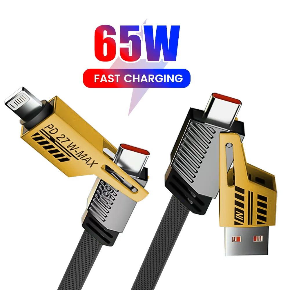 4 in 1 pd 65w 27w USB-Kabel Typ C Dual-Anschluss Beleuchtung Mecha-Stil Schnell ladung USB-C-Kabel für iPhone 15 Samsung Xiaomi