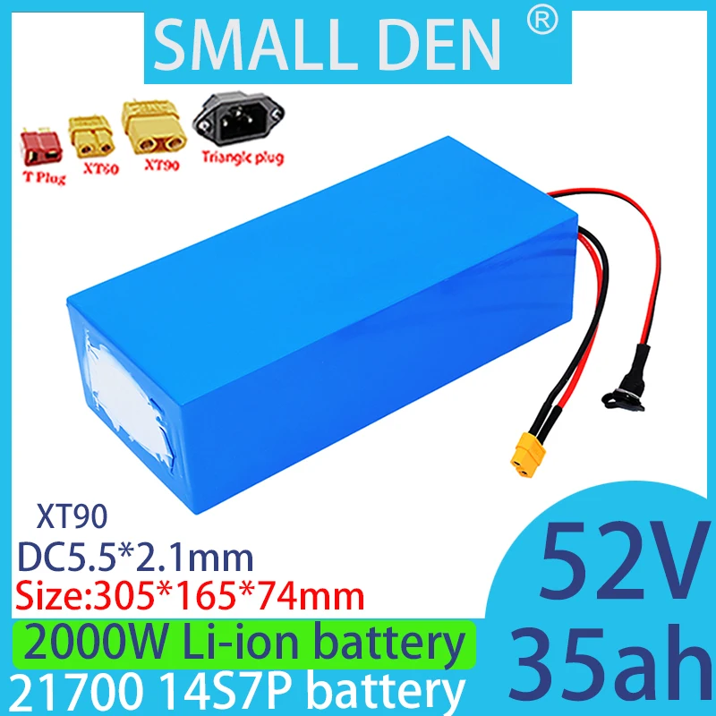 

52V 35A lithium battery pack 5A charger 14S7P built-in 40A BMS 1000W2000W advantage battery pack rechargeable battery+5A charger