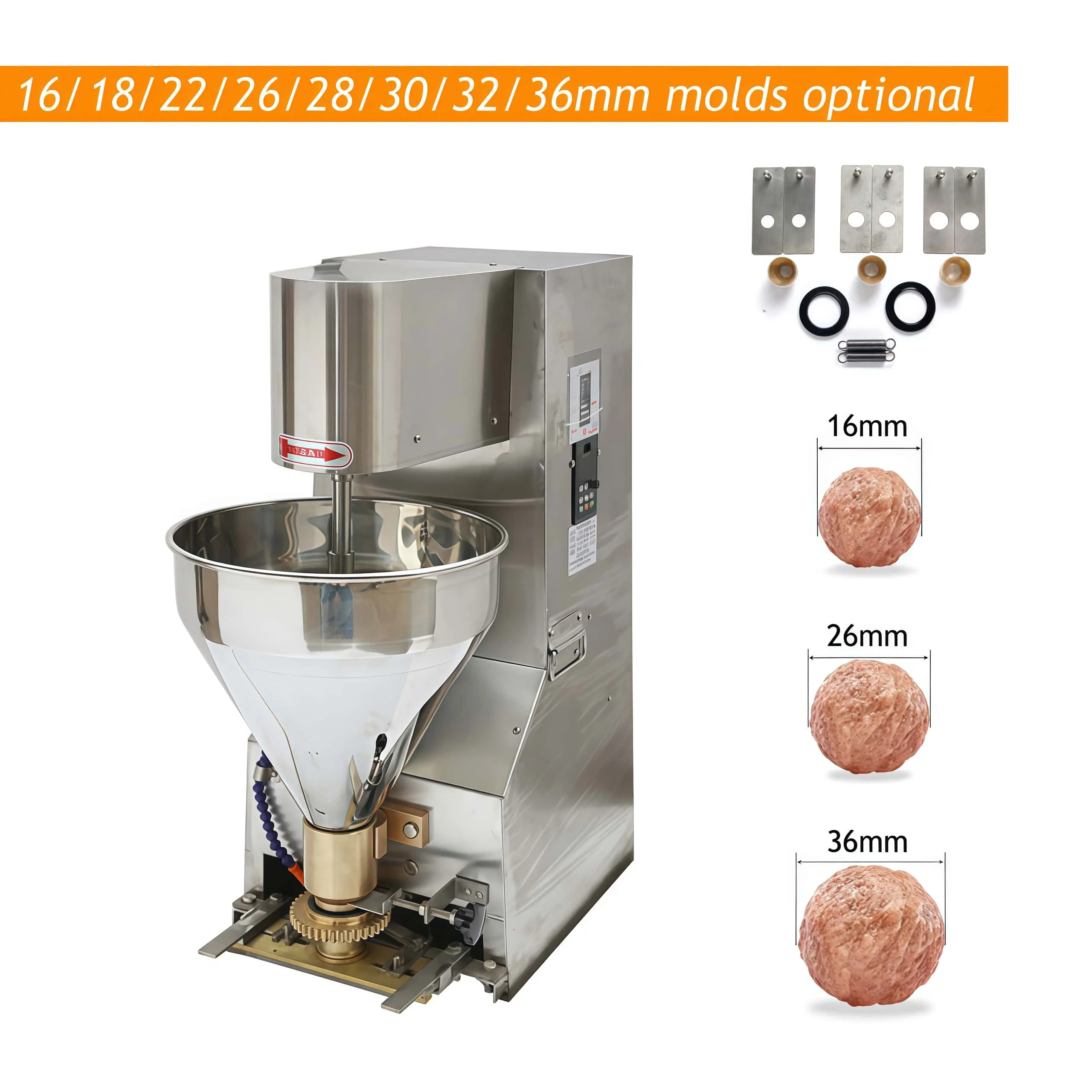 1100W Table Top Automatic Meatball Making Machine Fish Pork Beef Meat Ball Maker Forming Machine With 18mm 22mm 26mm Moulds