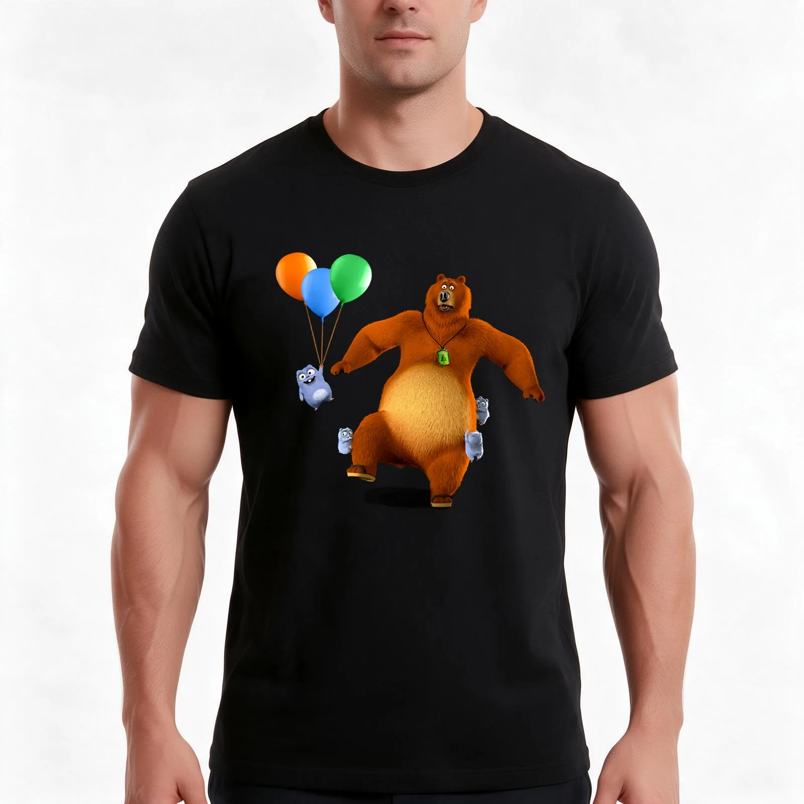 grizzy and lemmings toys T-Shirt, Summer Casual Cotton Tee, Oversized Streetwear Tops, Vintage Graphic Print, Unisex Men Women