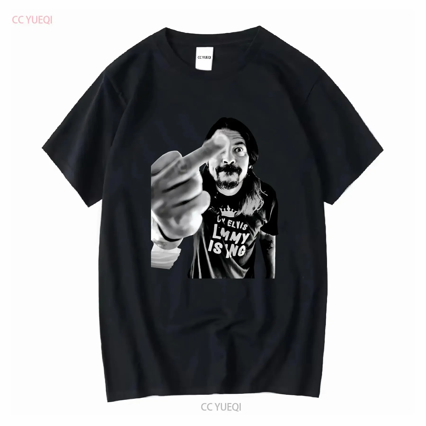 ديف جروهل الاصبع الوسطى تي شيرت أسود SP 494858   أكمام طويلة أو قصيرة عتيقة مغسولة وناعمة ملابس خروج ممتدة للجنسين