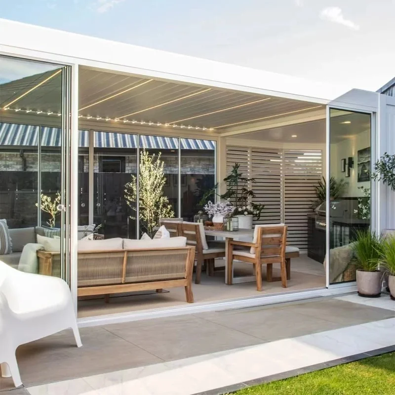 Design Bioclimatic Awning Cover Waterproof Louvre Roof Louver Gazebo Outdoor Aluminum Pergola