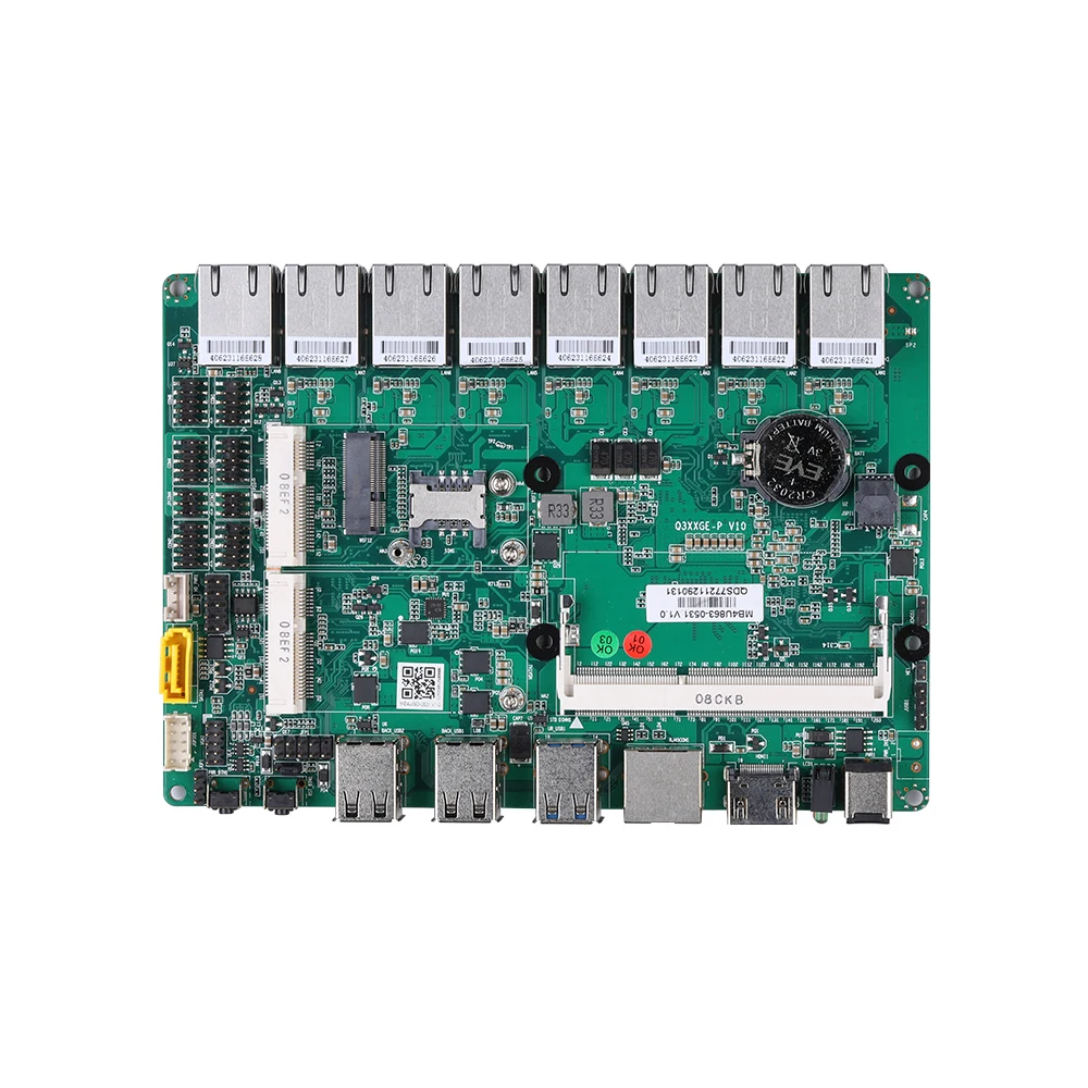 Qotom DDR4 8 Ethernet SATA 3 Mini-PCIe 3G/4G Firewall Pfsense Motherboard Mini Itx E Key M.2 For Wi-fi