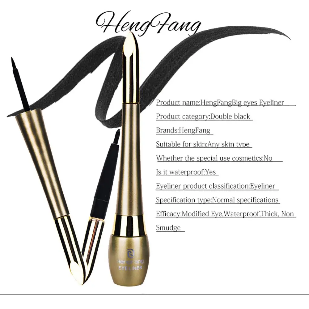 Golden Professional Black Cosmetic 2-in-1 Double Ended Beauty Tool Eyeliner Flüssiger Augen-Make-up-Eyeliner-Stift