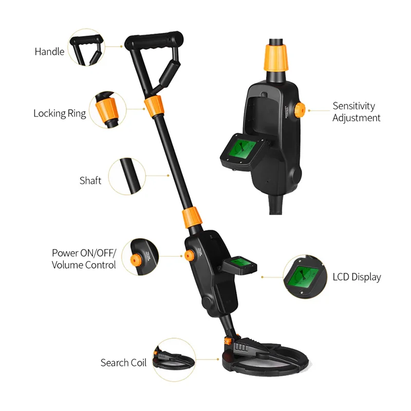 MD1008A Metal Detector sotterraneo oro argento gioielli finder di ricerca del tesoro strumento impermeabile per cercatore di metalli del tesoro