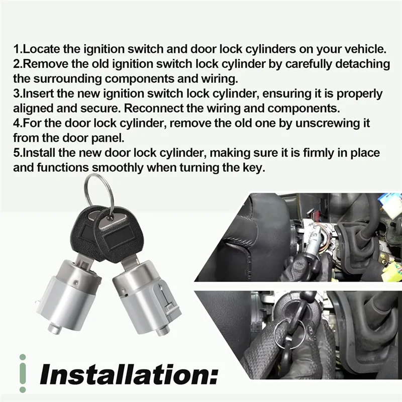 

For Chevy C1500 C2500 C3500 Compatible Ignition Lock Cylinder& Door Lock Cylinder Kit With Keys(924-791 12300443 D1414B 701400)