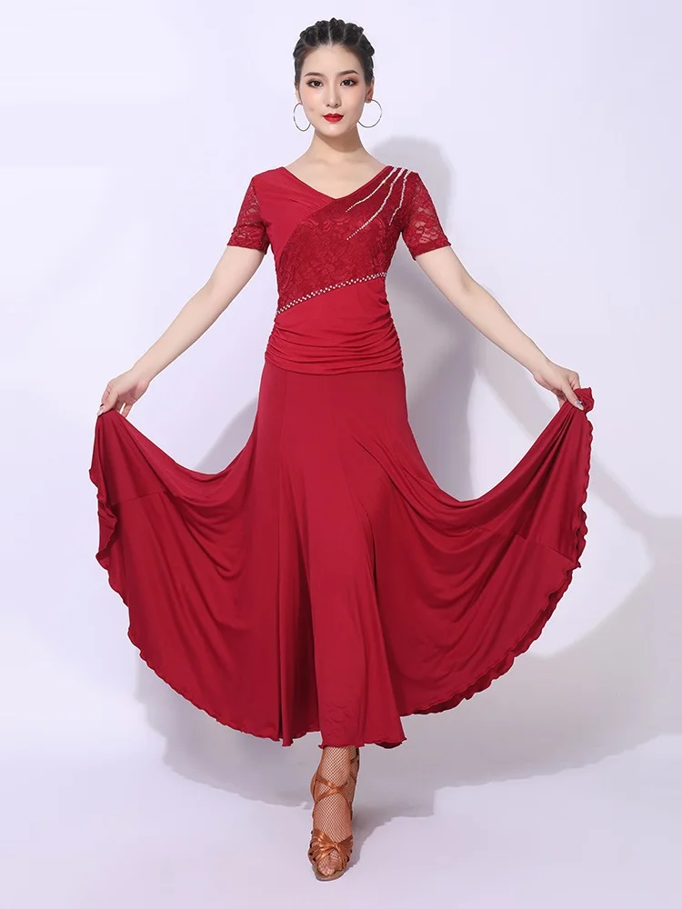 

X209 Modern Dance Skirt Women Ballroom Dancing Suit New Dress Ballroom Dancing Dress Waltz Dancing Costumes Rhinestone