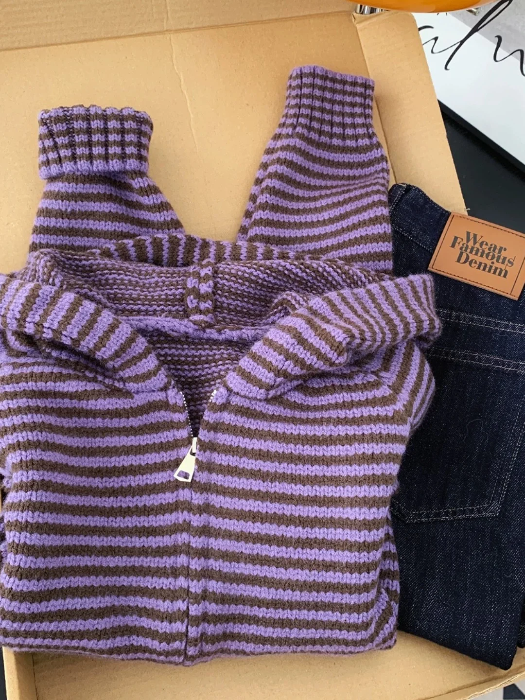 Maglione con cappuccio a righe stile pigro Donna Autunno Inverno Giacca cardigan lavorata a maglia con cerniera casual allentata Top versatile a maniche lunghe