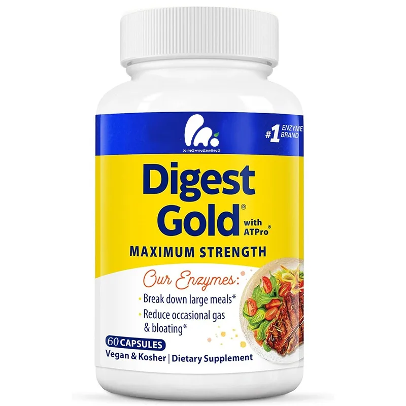 Digest Gold + ATPro, Máxima intensidad, complemento rápido, ayuda a digir grandes comidas, alivia el hinchazón y el gas, 60 cápsulas