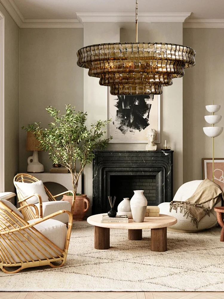 

2025 Gray Luxury Glass Ceiling Chandelier Big Clear Gold Chandelier Lights for Living Room Dining Table Decoration Lamparas