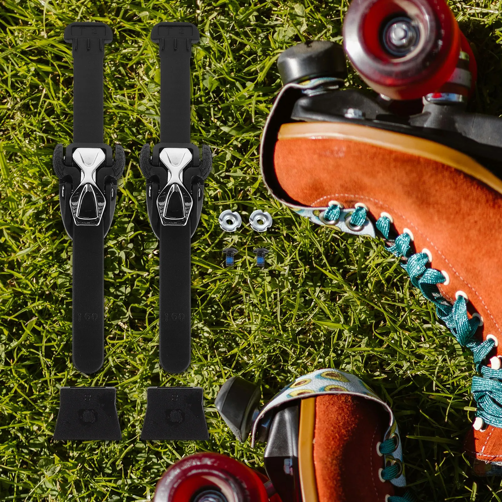 

2 комплекта регулируемых ремней для роликовых коньков с универсальными черными Т-образными безопасными застежками для ледовых коньков и роликовых коньков