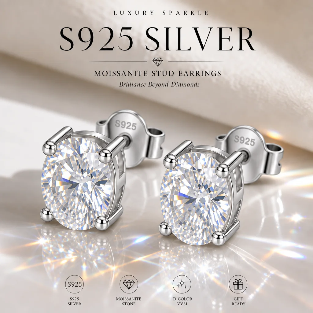S925 Sterling Silber Strahlende Form 3EX Schliff Zertifizierter 2,0ct Moissanit Damen-Ohrringe Party-Schmuck Geschenke Mit GRA-Zertifikat – Detail 12
