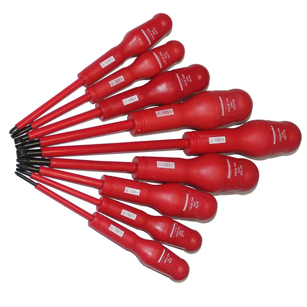 8/9 Pcs/ชุดแรงดันไฟฟ้า1000V Slotted Phillips ฉนวนไขควงแม่เหล็กชุดช่างไฟฟ้าเฉพาะอุปกรณ์ทำมือ