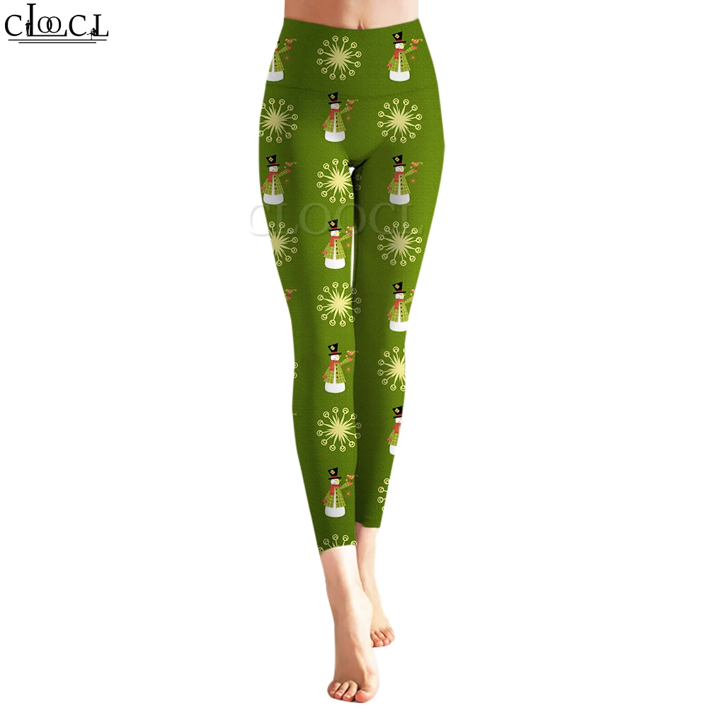 

CLOOCL Leggings Yoga Pants Snowflake Snowman Christmas Graphic Print Trousers Suitable for Women Workout Running Casual Legging